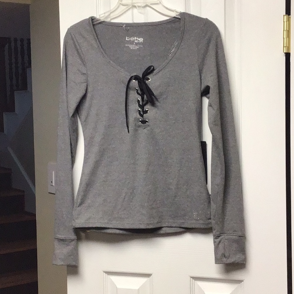 Grey BEBE a sport top NWT